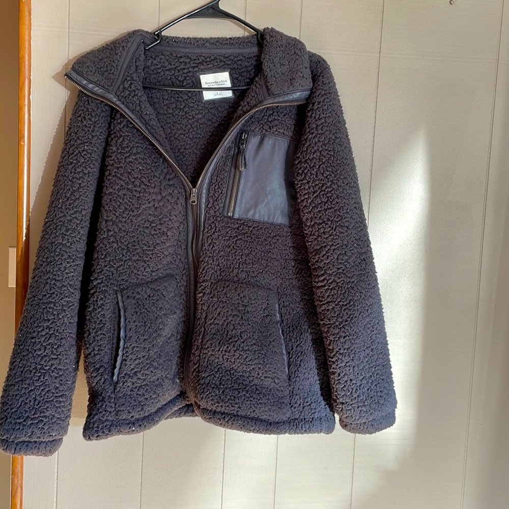 Abercrombie Sherpa Leather trim Jacket